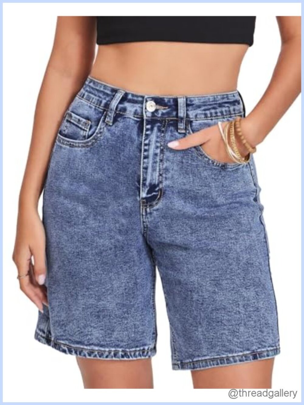 Women's Bermudas Jean Shorts Knee Length Stretchy Denim Casual
